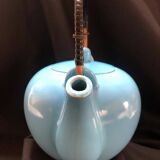 Chinese style teapot in azure blue enameled porcelain work from the 60s and 70s