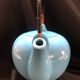 Chinese style teapot in azure blue enameled porcelain work from the 60s and 70s