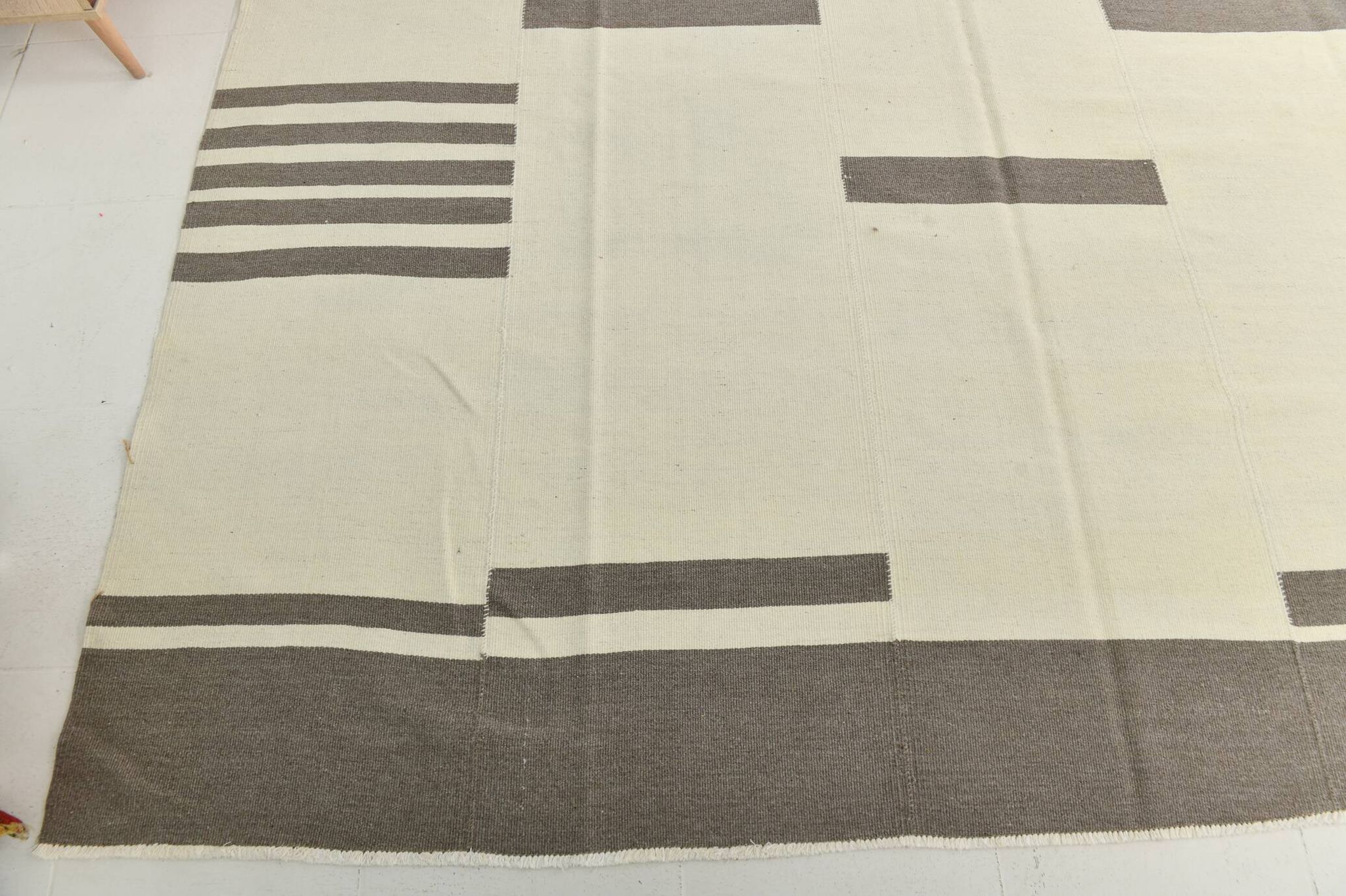Kilim Gray Beige Ethnic Pattern Vintage Kilim Rug, 282x395Cm