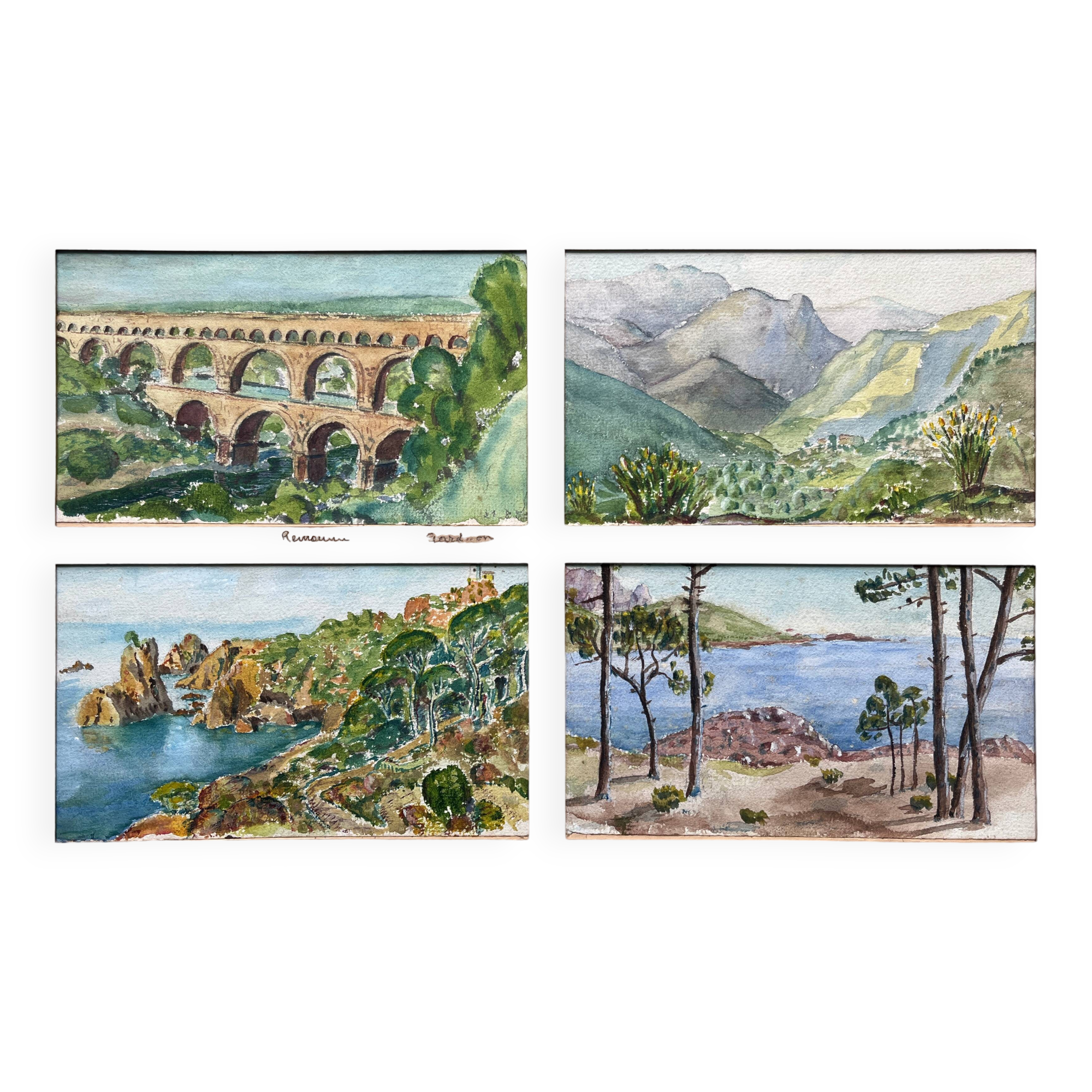 Paintings lot 4 Watercolors Travel diary Gar 1936