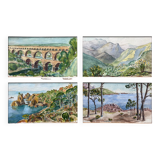 Paintings lot 4 Watercolors Travel diary Gar 1936