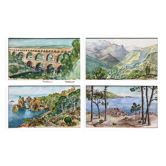 Paintings lot 4 Watercolors Travel diary Gar 1936