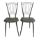 Black metal chairs with khaki faux leather seats, circa 1960.