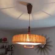 Suspension Temde en sisal et teck vers 1960