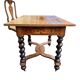 Dutch salon 1900, table and 4 chairs in marquetry stamped IDRAC.
