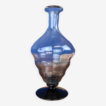 Vintage glass vase, black embossed details