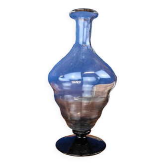 Vintage glass vase, black embossed details