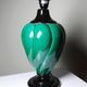 Large vintage Mathias lamp in green and black ceramic, 1970s.