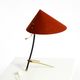 Large Kalmar Mid-Century tripod brass table lamp with a new fabric shade