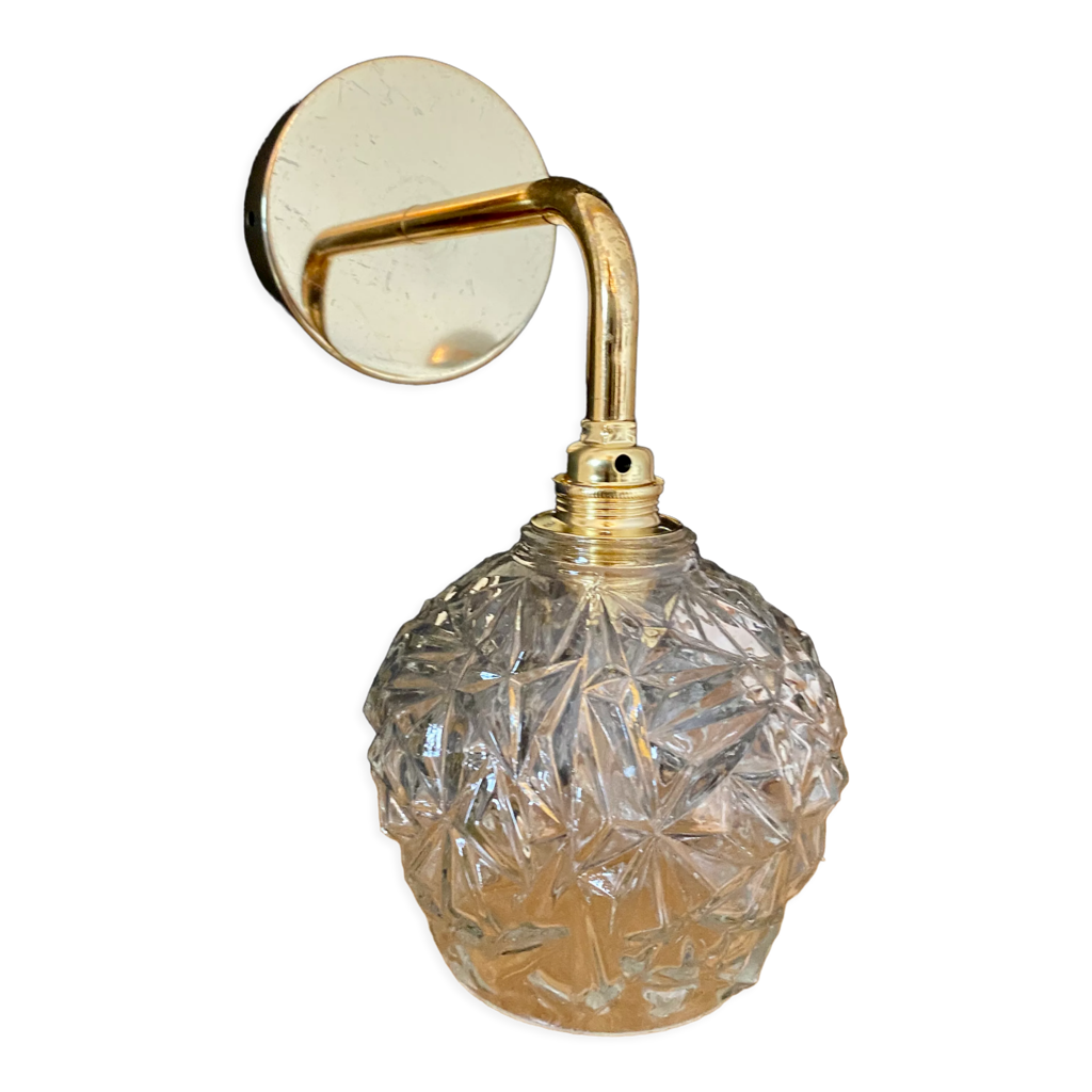 Applique murale globe vintage en verre moulé Selency