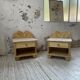 Pair of travertine bedside and rattan palm tree "vivai del sud"