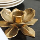 Golden brass candle holder