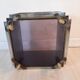 Planter, vintage storage with lightweight wheels, straw, brass and steel, hollywood regency