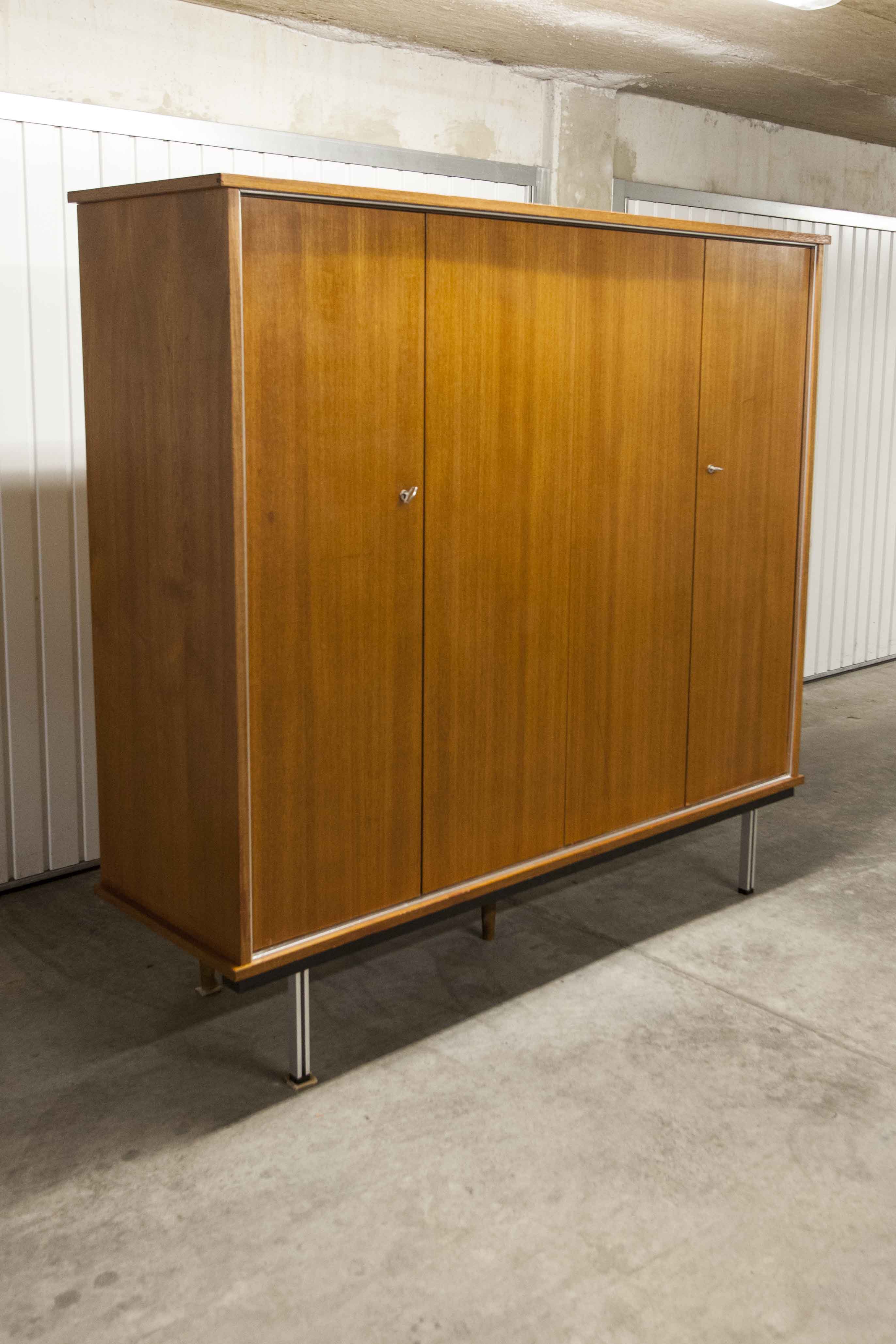 Wardrobe 1970 teak 4 doors half wardrobe half shelf 182 cm