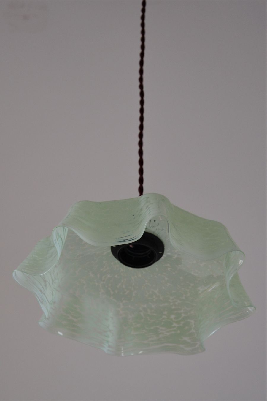 Vintage hanging draped green Clichy glass