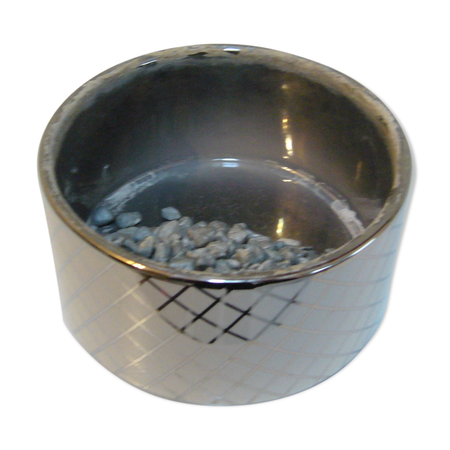 Round glazed ceramic bamboo or hyacinth pot