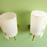 Paire d'appliques en laiton et acrylique, France 1960