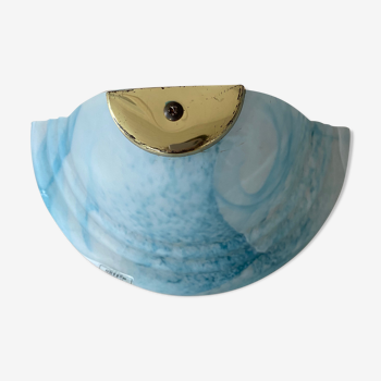 Marbled blue murano glass wall lamp