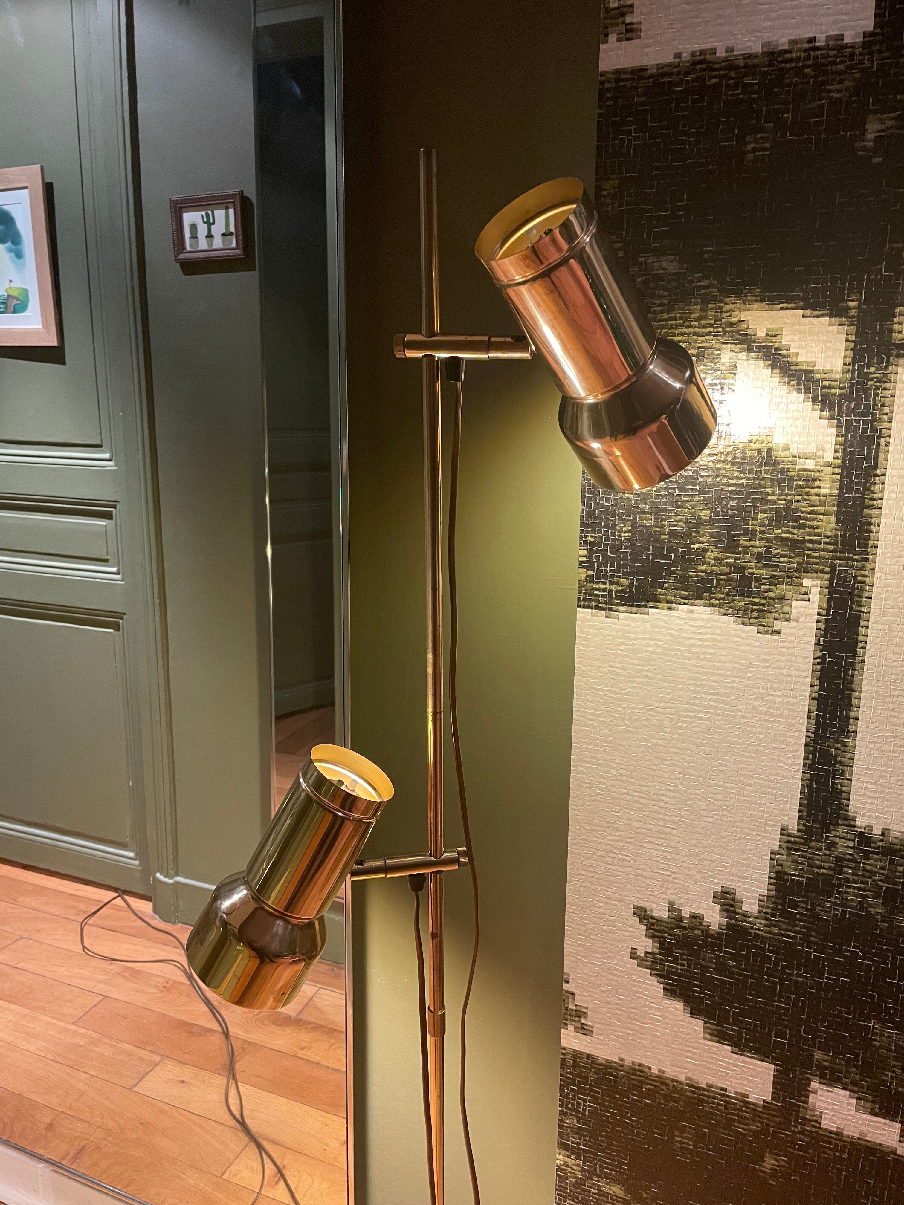 Danish reading lamp 2 height-adjustable reflectors in gold brass Frandsen