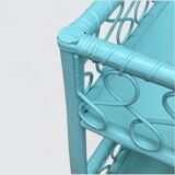 Vintage turquoise rattan corner shelf 1960