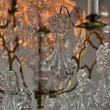 Cage chandelier, molded glass and bronze pendants, circa 1800