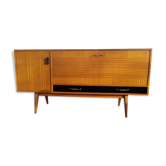 Enfilade teck et formica noir design Charles Ramos