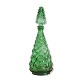 Carafe Italian bottle in vintage green empoli glass