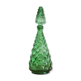 Carafe Italian bottle in vintage green empoli glass
