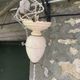 Chandelier, suspension in pink opaline and white interior, complete with pendulum, counterweight,