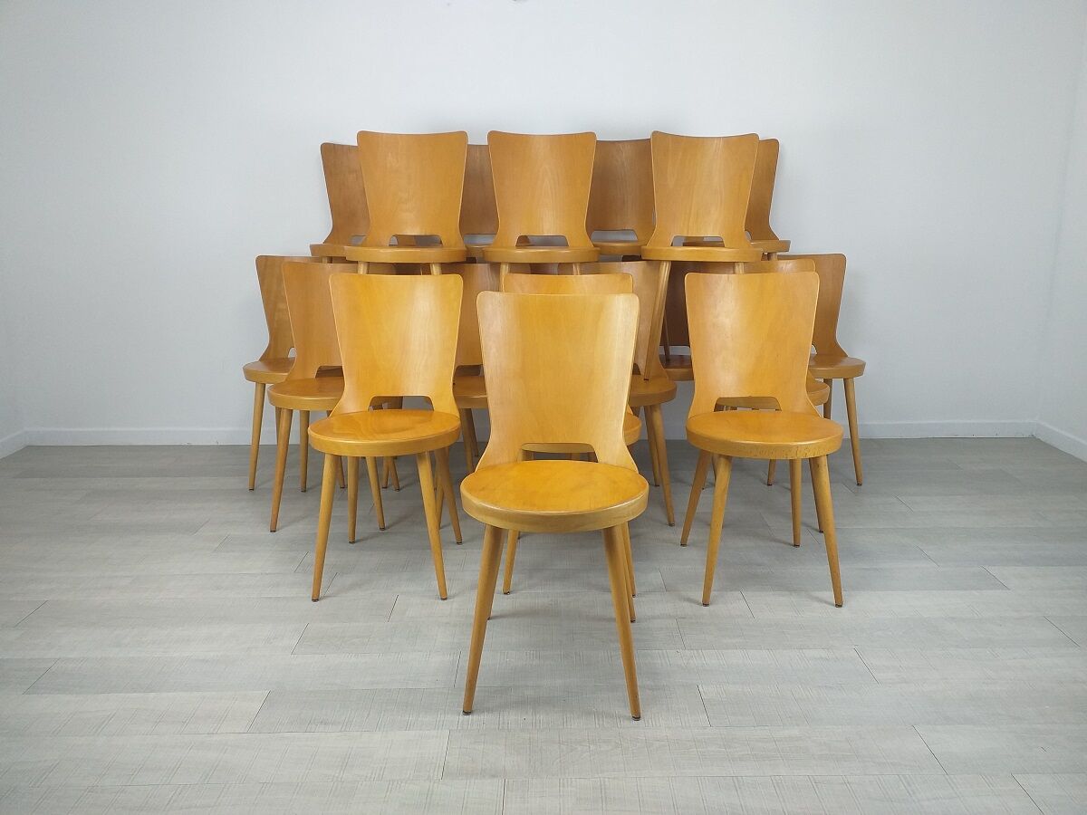 Chaises bistrot brasserie Baumann modèle Dove vintage années 50