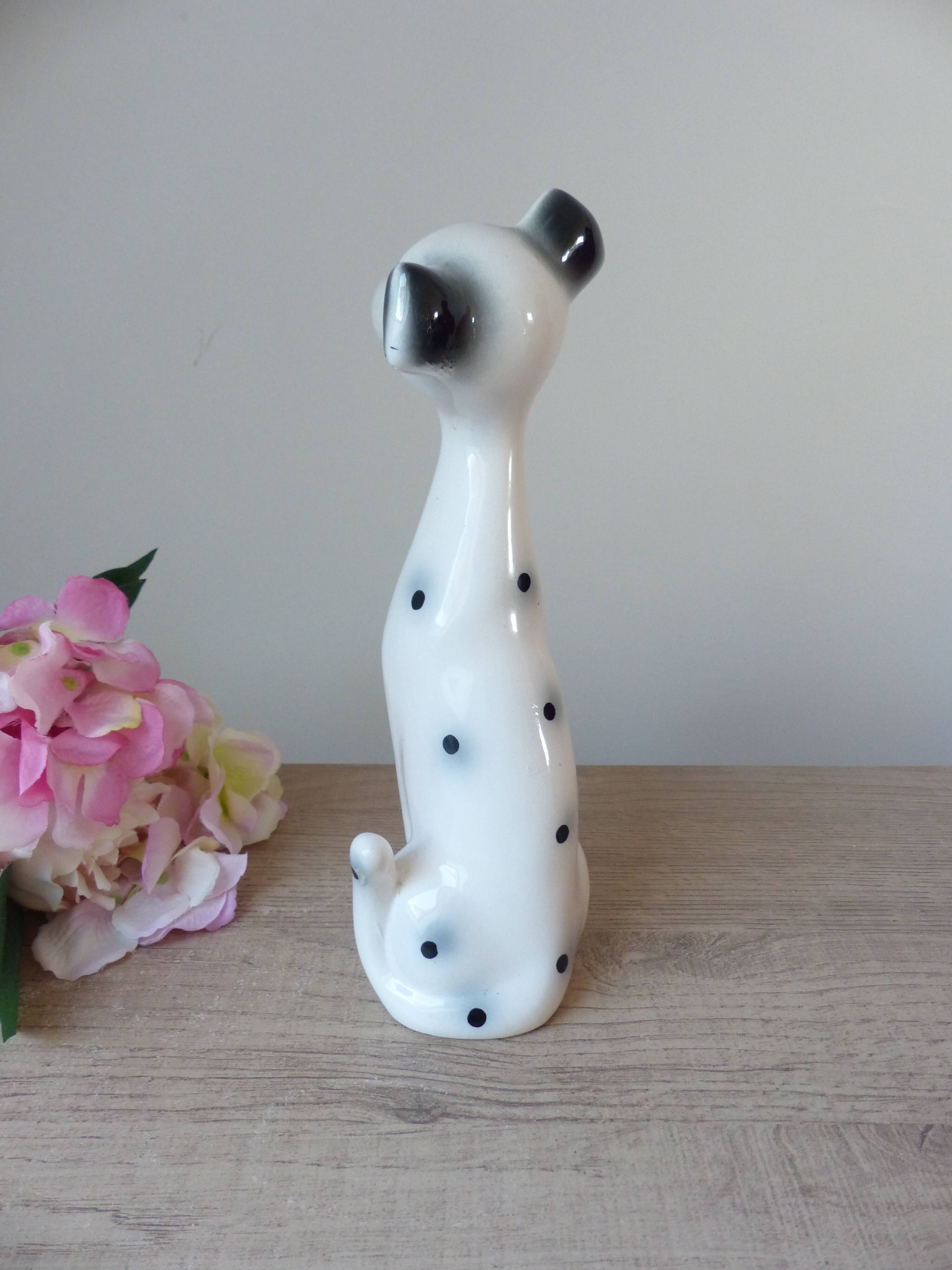 Large romantic ceramic Dalmatian dog figurine from the 1970s,