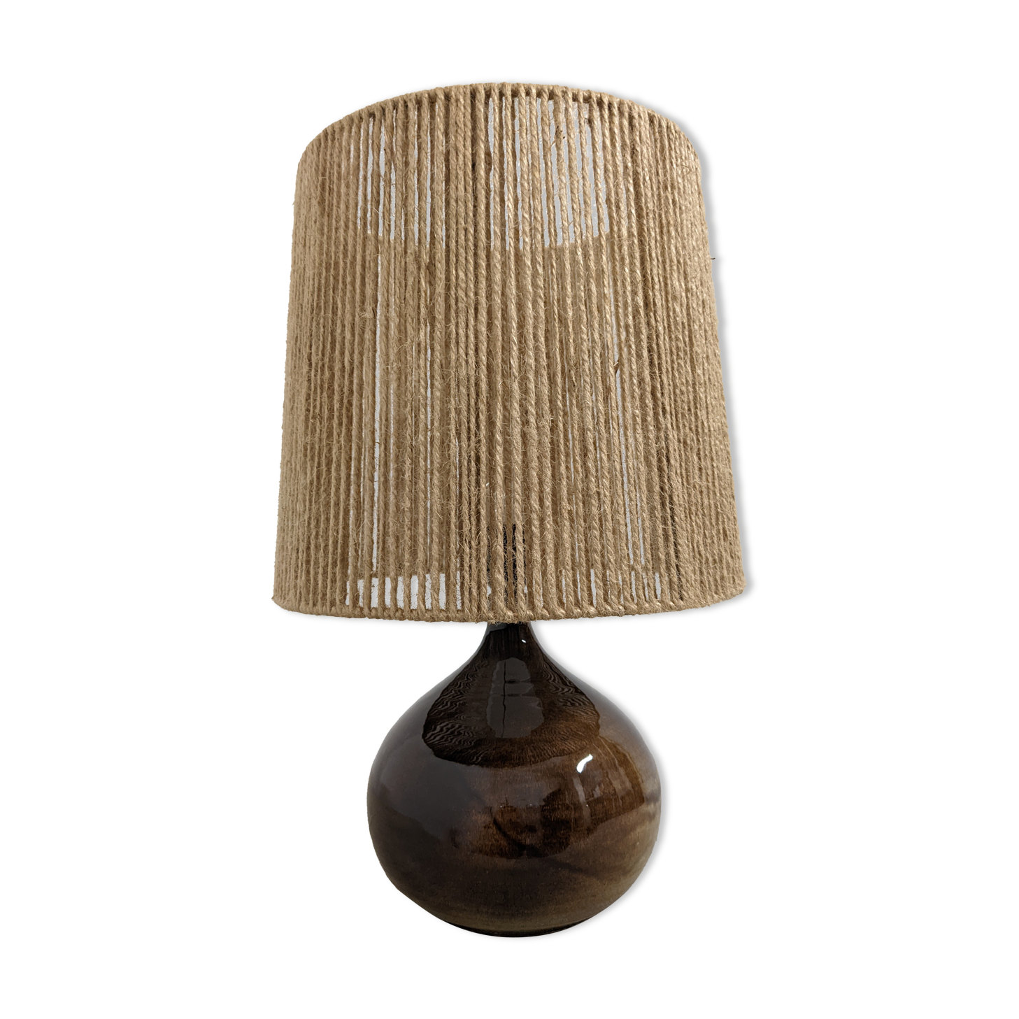 Vintage ceramic lamp and jute rope