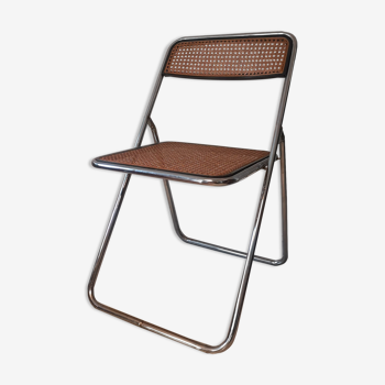 Folding chair in chrome and cannage 1970