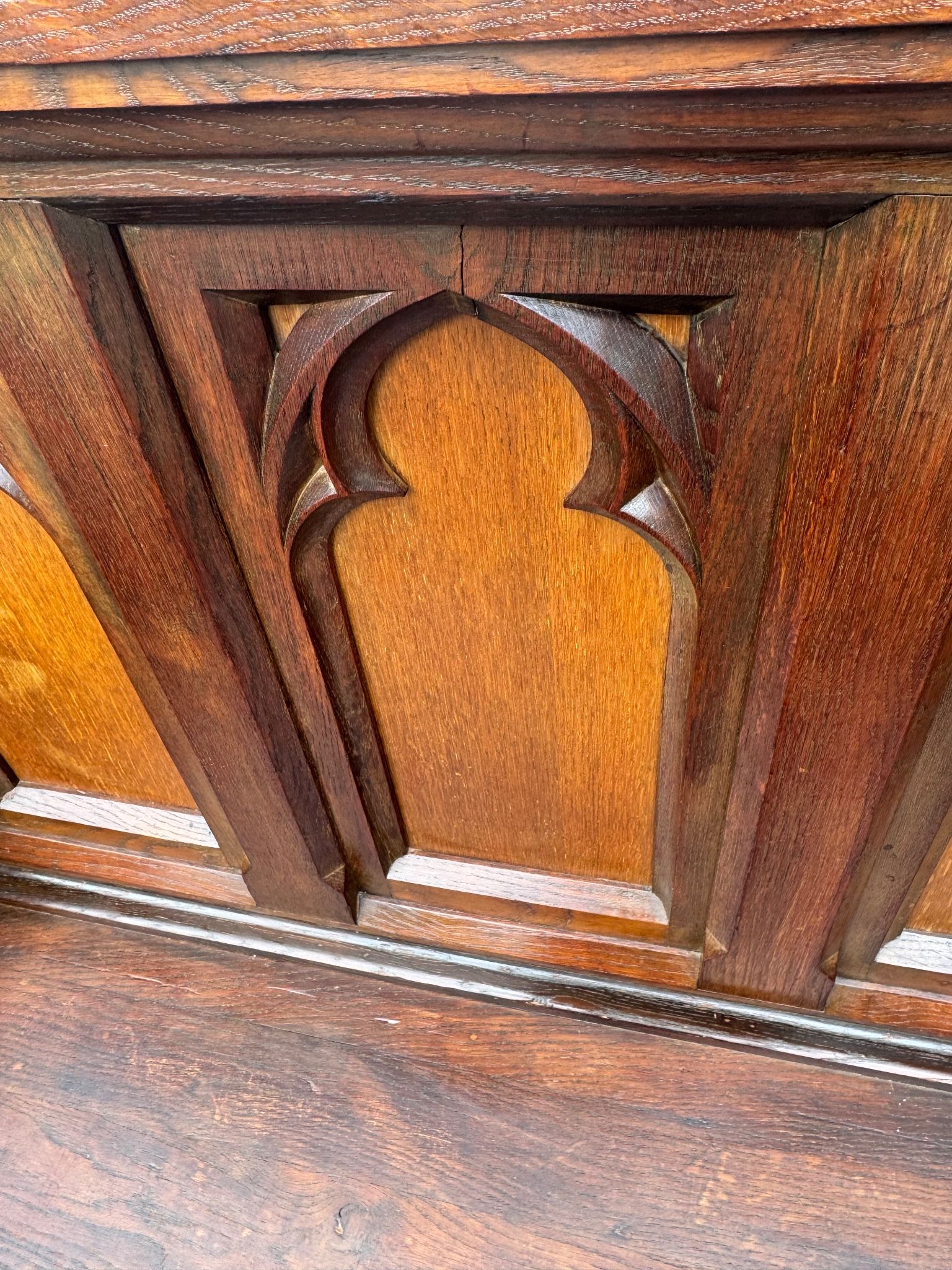 Gothic Revival Wooden Bench