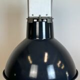 Industrial french dark blue enamel pendant lamp from mazda, 1960s