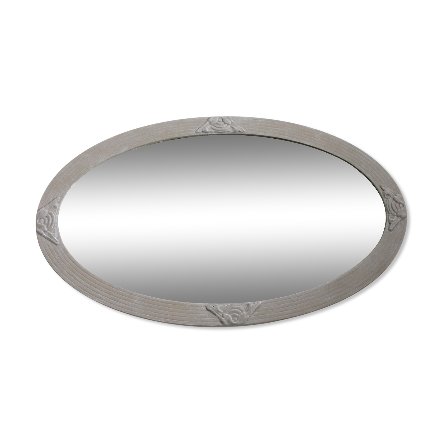 Mirror beveled art deco white 66x39cm