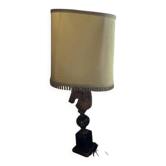 grande lampe d'albâtre sculptée en forme de tête de cheval d'échecs 1960.