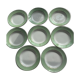 8 hollow plates in mint green and white earthenware, vintage 1950/60s L'Amandinoise