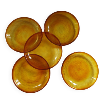 5 flat plates Arcoroc Sierra amber