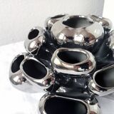 Vintage Vase • Alien • Chrome Ceramic • Post Space Age • 1980