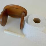 Large vintage wooden bathroom set / mirror with shelf / towel rack