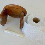 Large vintage wooden bathroom set / mirror with shelf / towel rack