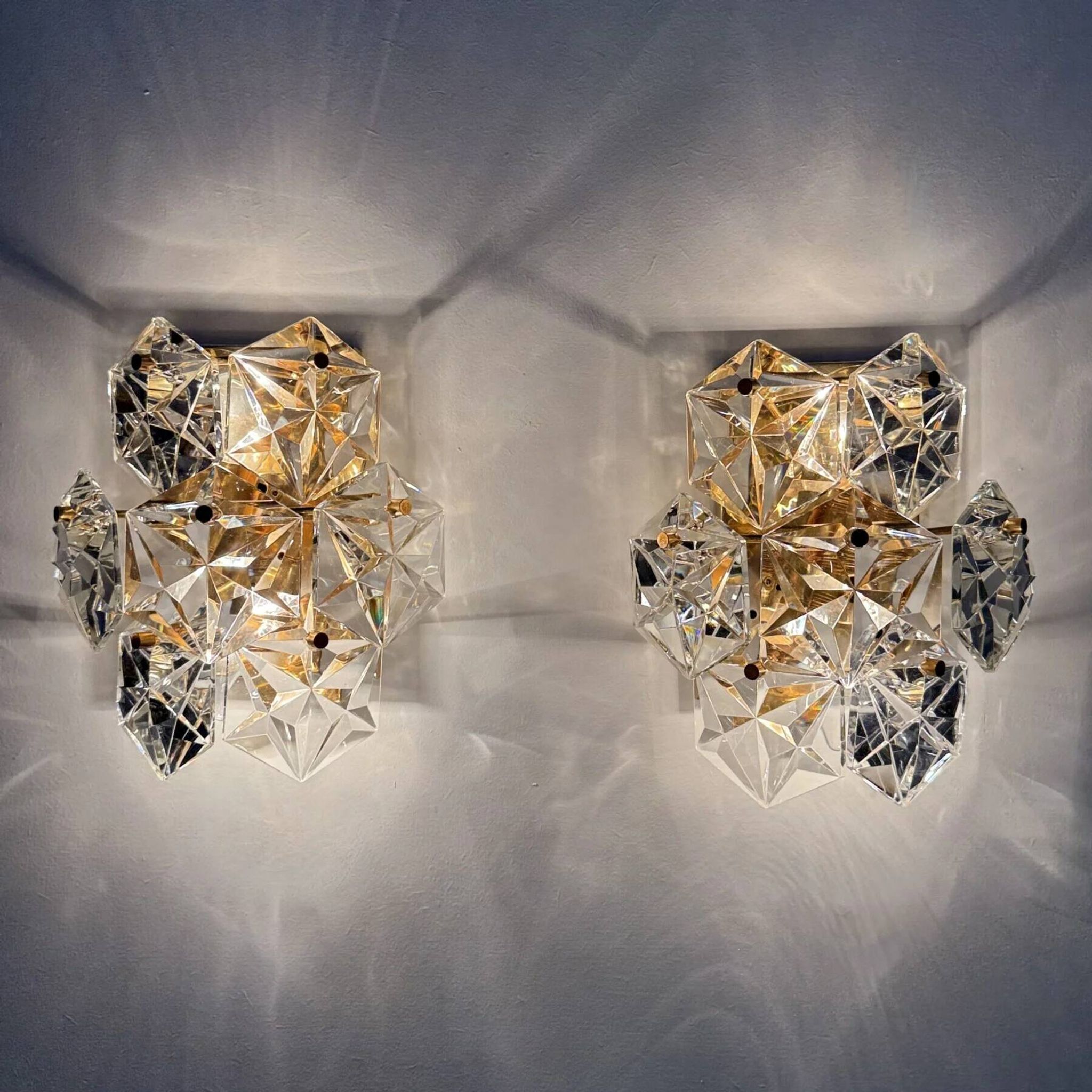 Mid-century pair of crystal sconces by Kinkeldey, Germany, 1970s