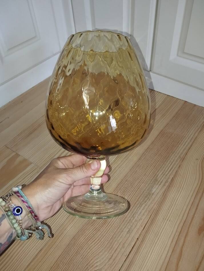 Empoli vase in amber blown glass – Italy, 1960s