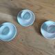 Egg cups signed Atch Chantal and Thierry Robert sandstone from Poncé sur Loir