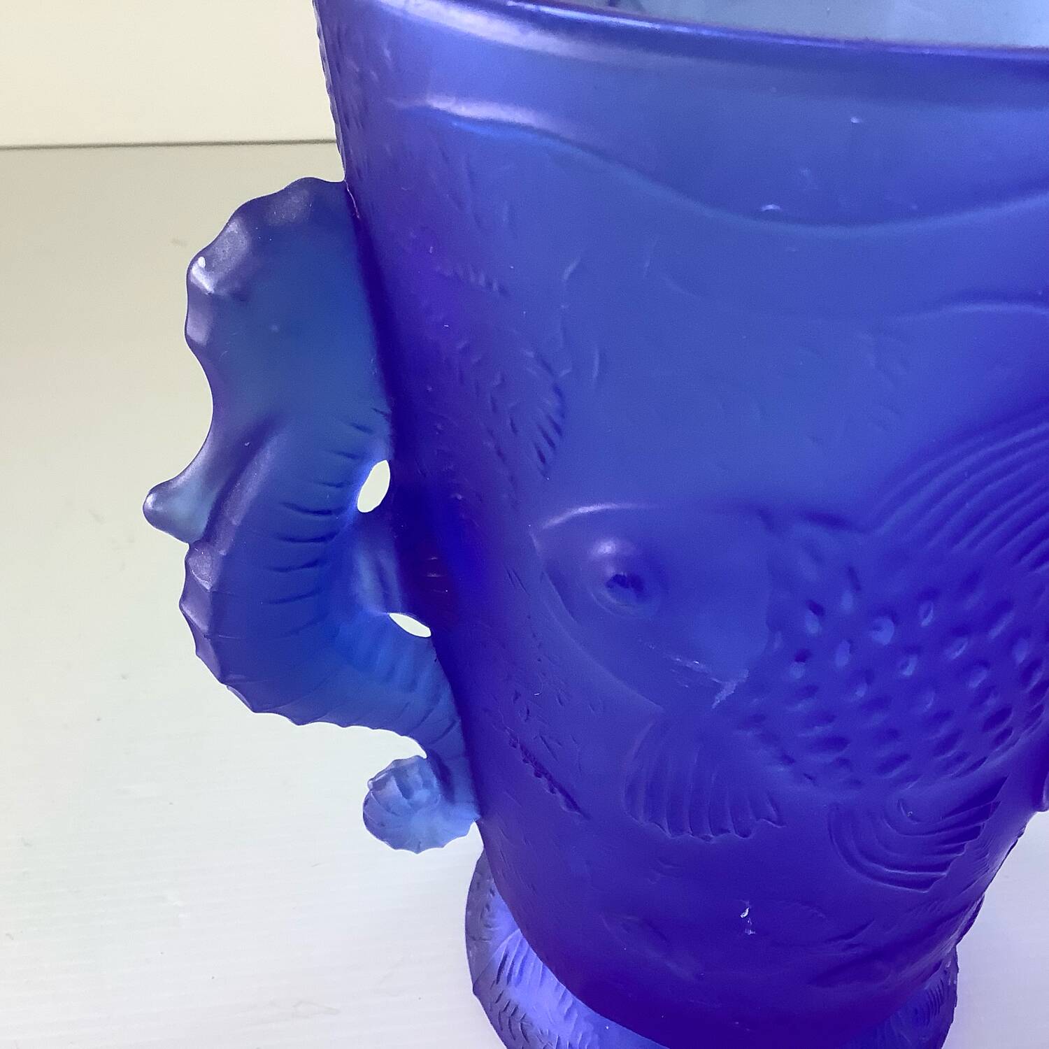 Barolac Josef Inwald Bohemian Art Deco Seahorse Vase, Rare Model, Blue