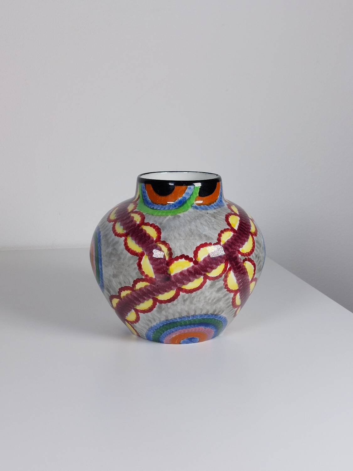 Handpainted Art Deco vase by Eva Stricker Zeisel for Schramberg