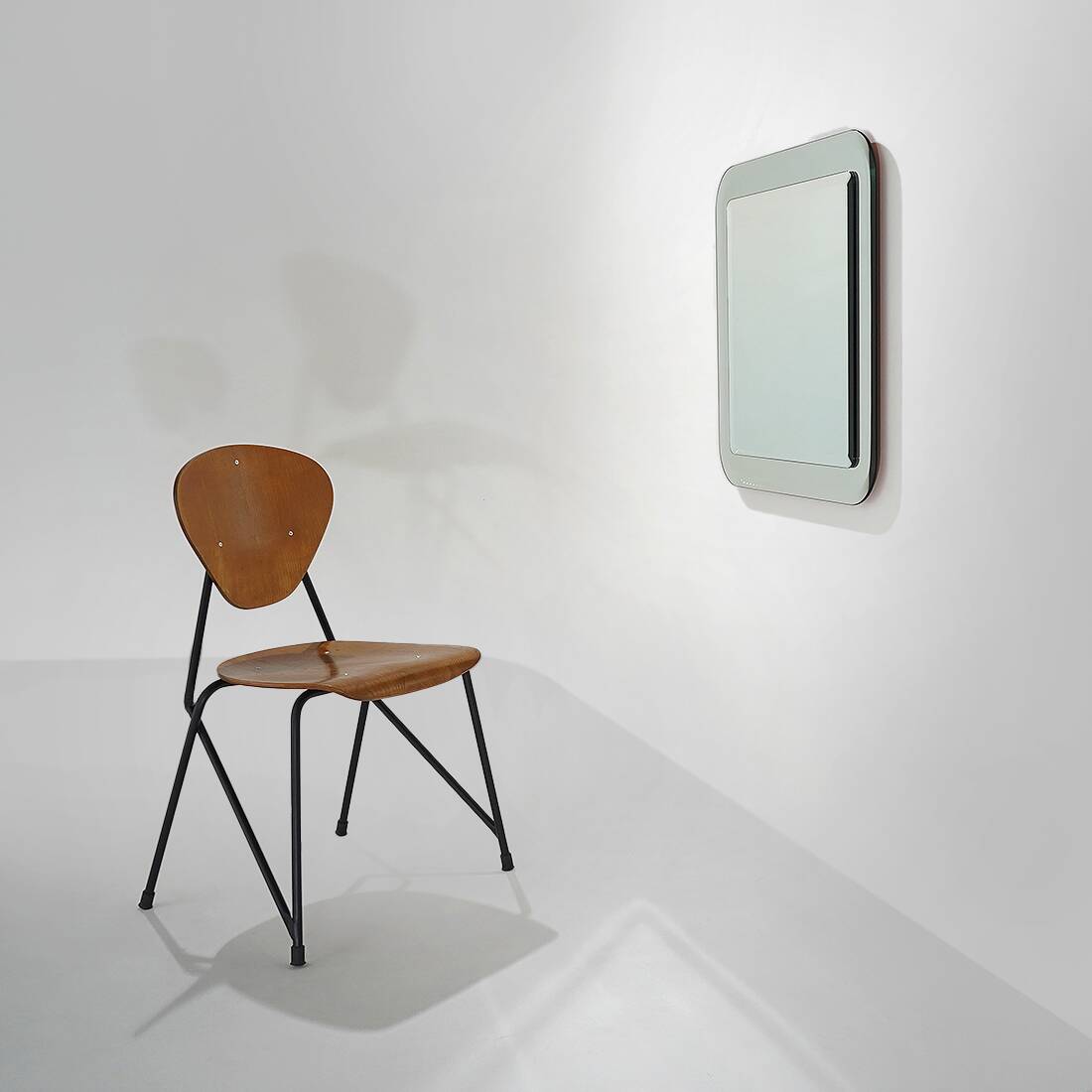 Square wall mirror with beveled edges, 1970s