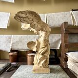 "Winged Victory of Samothrace", beige plaster statuette