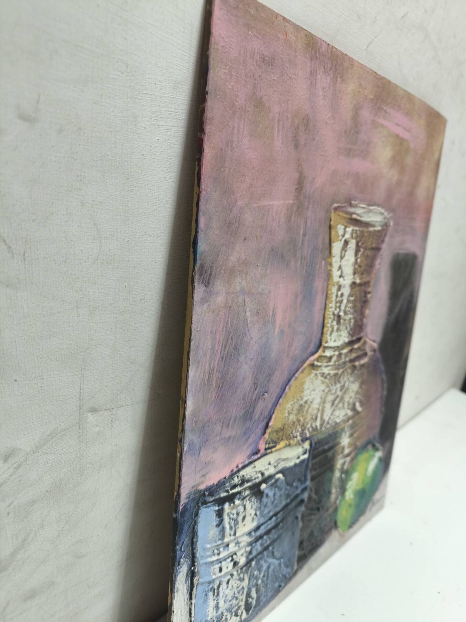 Textured still life on wood